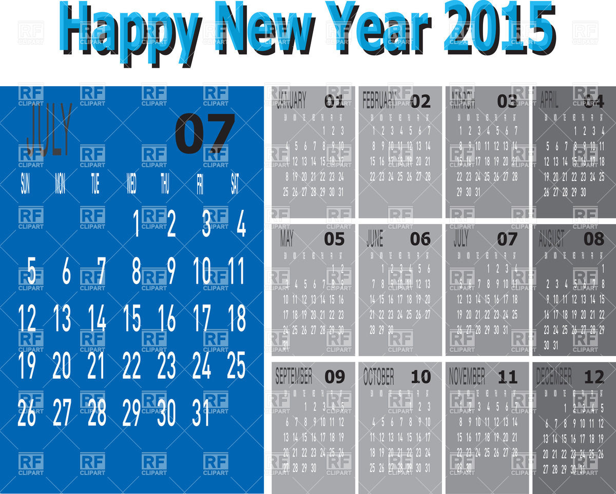 Year 2015 Calendar   July Calendars Layouts Download Royalty Free