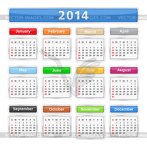 2014 Calendar   Royalty Free Vector Clipart