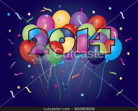 2014 Happy New Year Balloons Stock Vector Clipart Colorful Balloons    