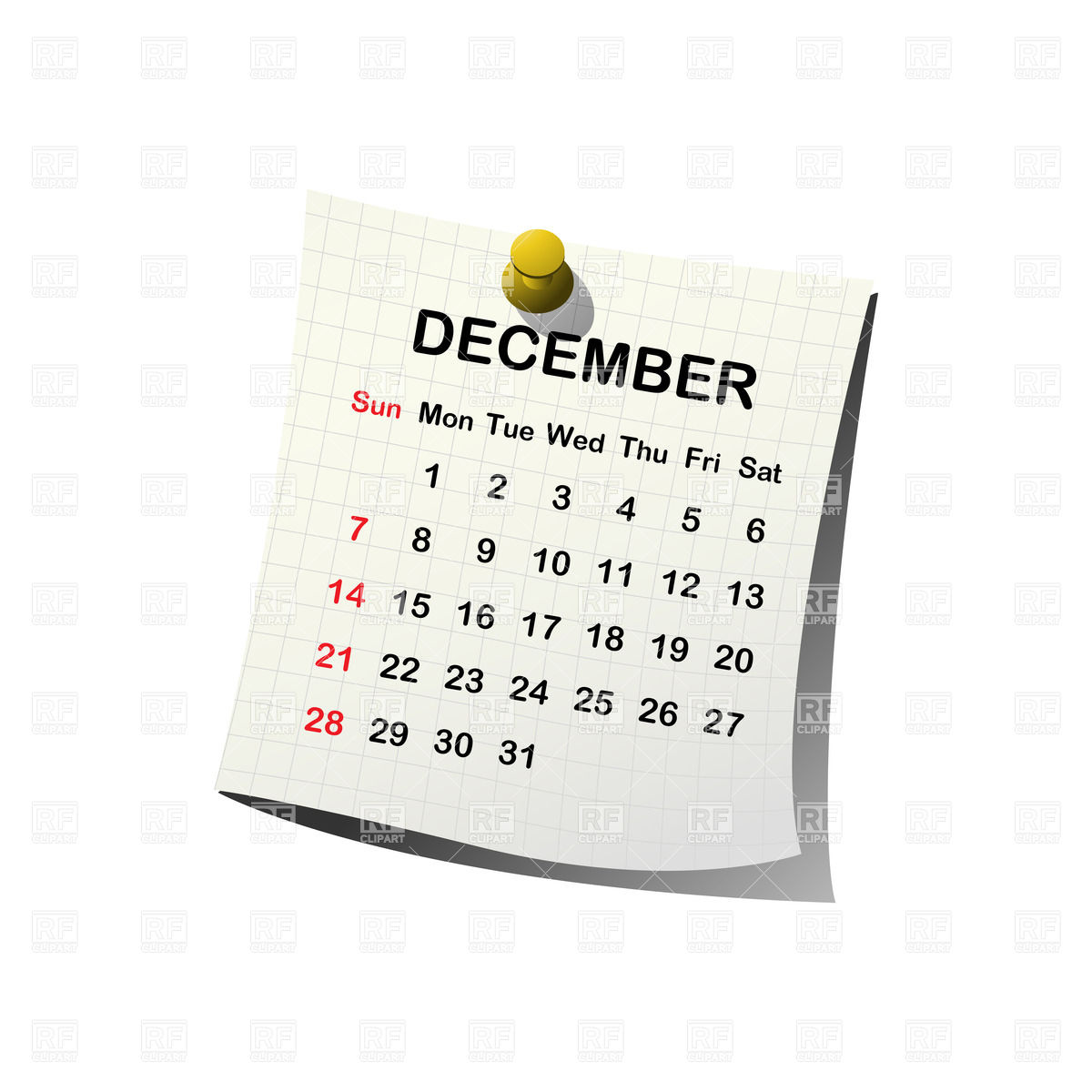 2014 Paper Calendar   December Download Royalty Free Vector Clipart