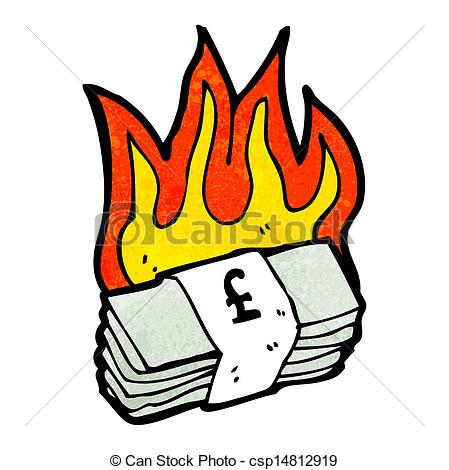 Burning Money Clipart Vector   Cartoon Burning Money