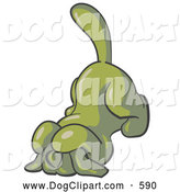 Clip Art Of A Frightened Scared Olive Green Tick Hound Dog Covering