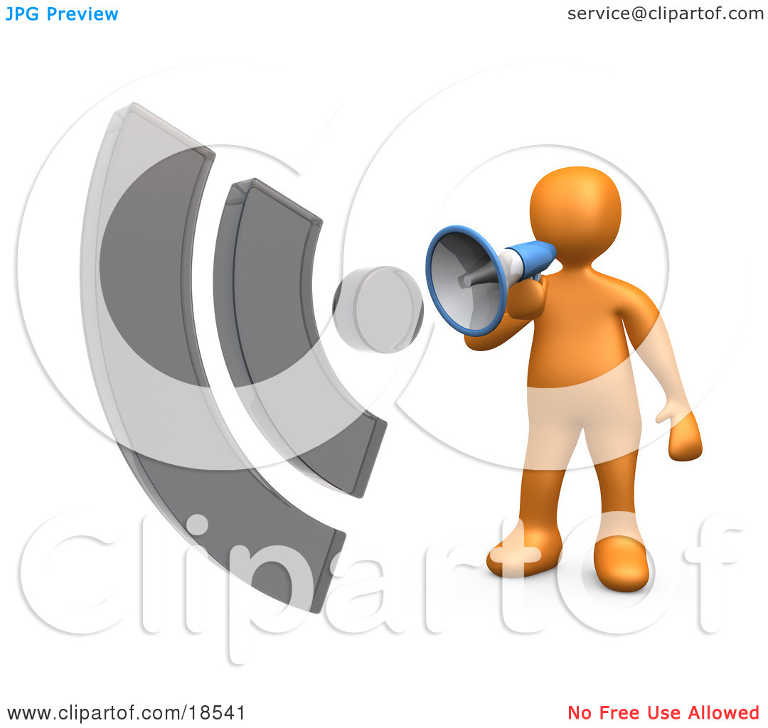 Clipart Illustration Of An Orange Person Holding And Speaking Through