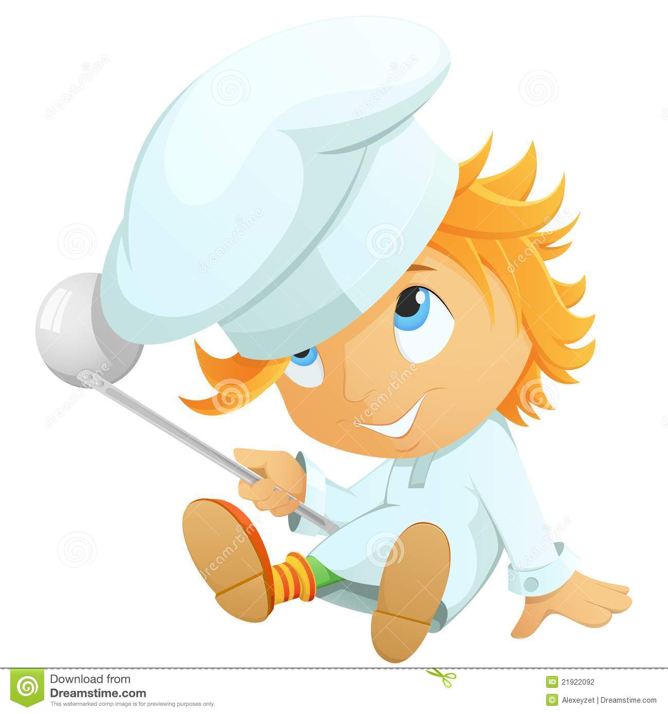 Cute Little Cartoon Chef In Hat Isolated On White Background  Vector