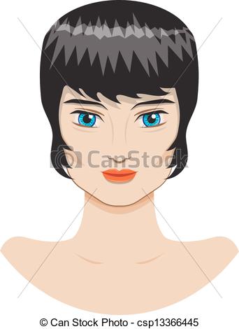 Eps Vector Of Vector Portrait Of A Beautiful Girl With A Short Haircut