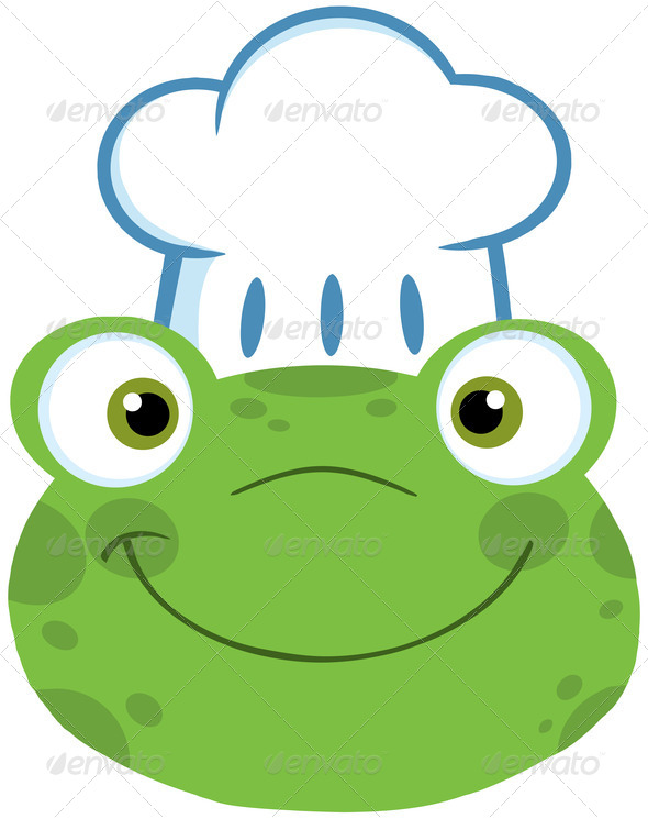 Frog Smiling Head With Chef Hat   Stock Photo   Photodune
