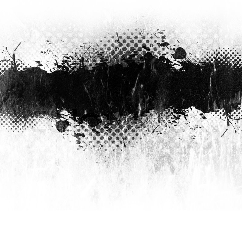 Grunge Paint Or Ink Splatter Layout Isolated Over White With Copyspace