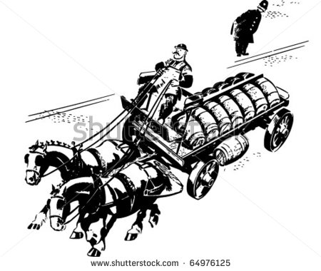 Horse And Cart Delivery   Retro Clipart Illustration   Stock Vector