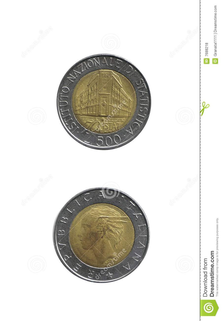 Italian Coins  Old 500 Lire Royalty Free Stock Photos   Image  7688218