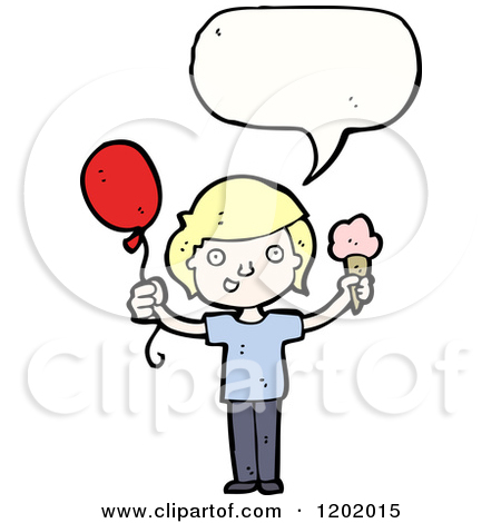 Kid With A Baloon And Ice Cream Cone Speaking By Lineartestpilot