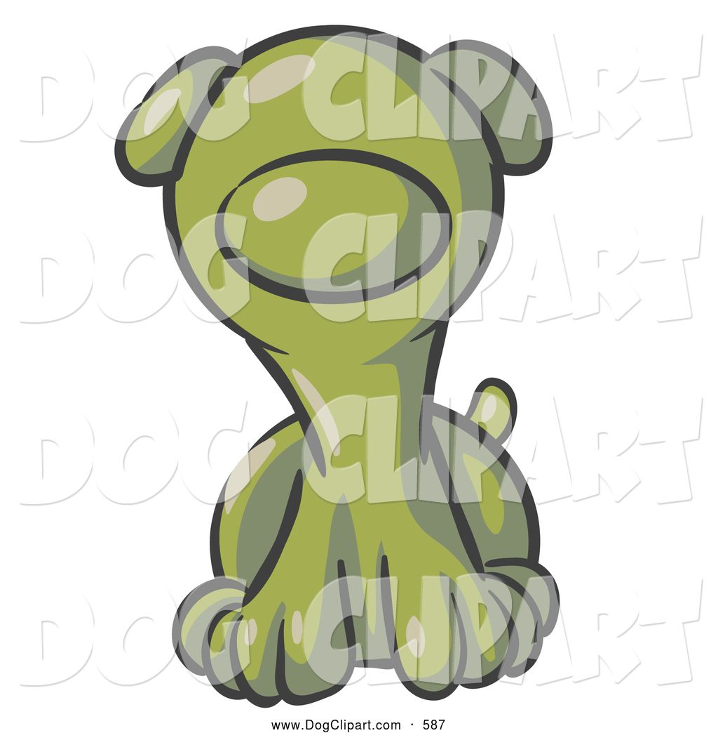 Larger Preview  Clip Art Of A Friendly Cute Olive Green Puppy Dog