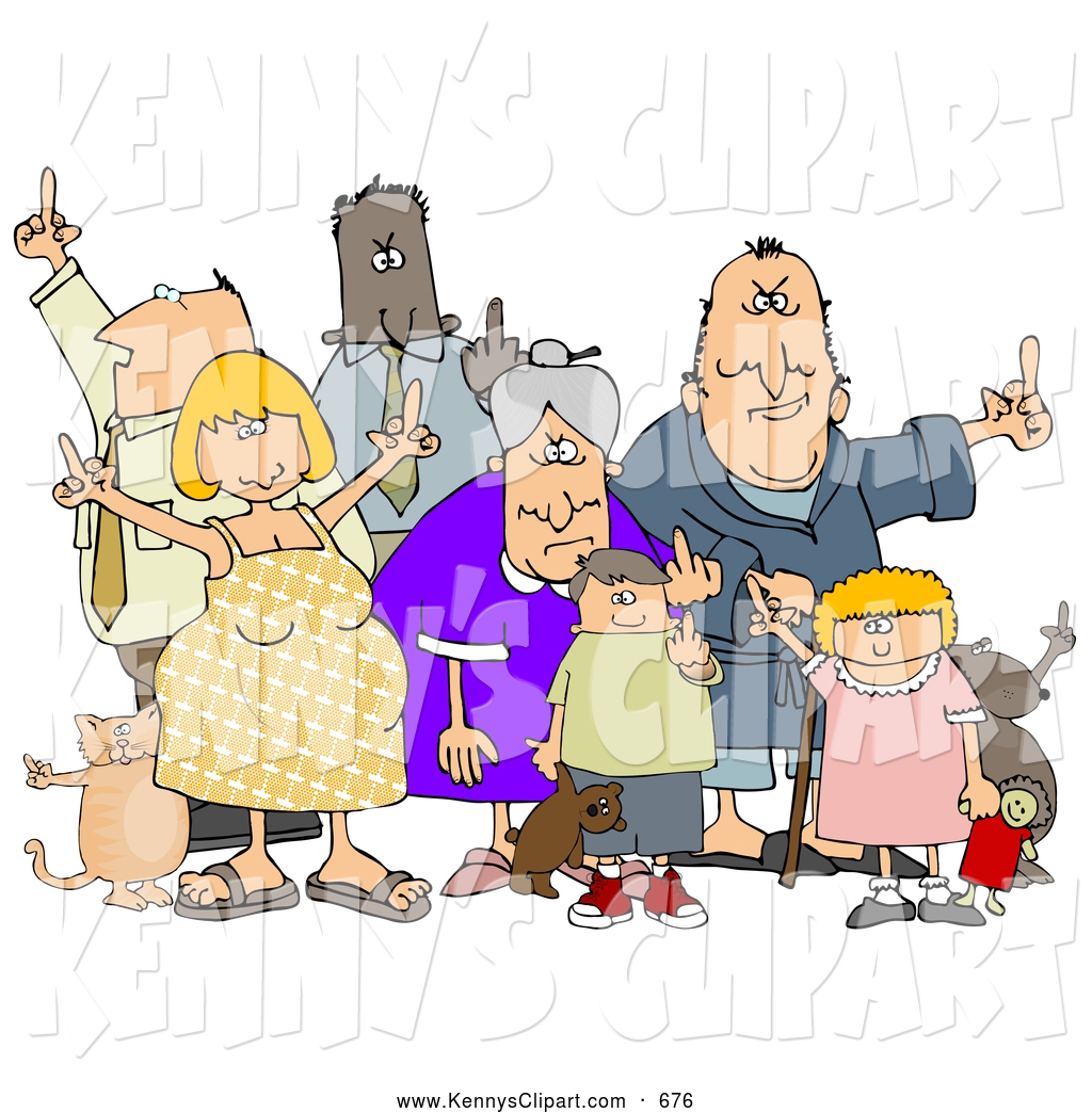 Larger Preview  Clip Art Of A Upset Group Of Angry People Of All Ages