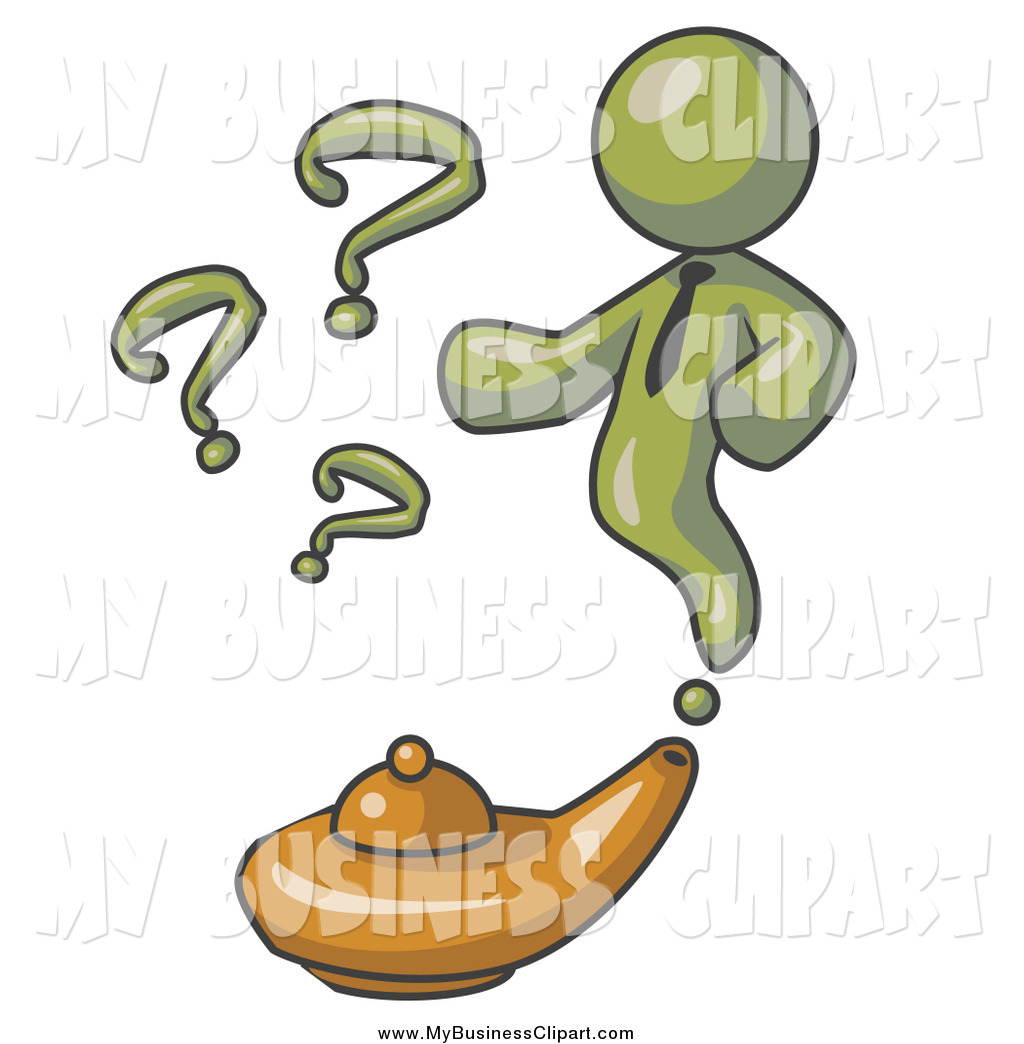 Larger Preview  Vector Clip Art Of A Olive Green Genie Emerging From A