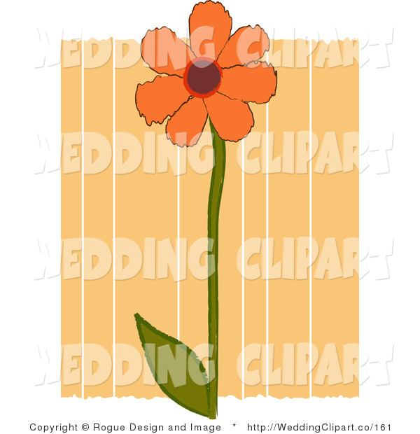 Marriage Clipart Of A Wedding Orange Flower Over Orange Stripes With    