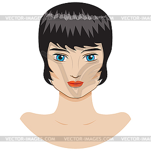Portrait Of Beautiful Girl With Short Haircut   Vector Clipart