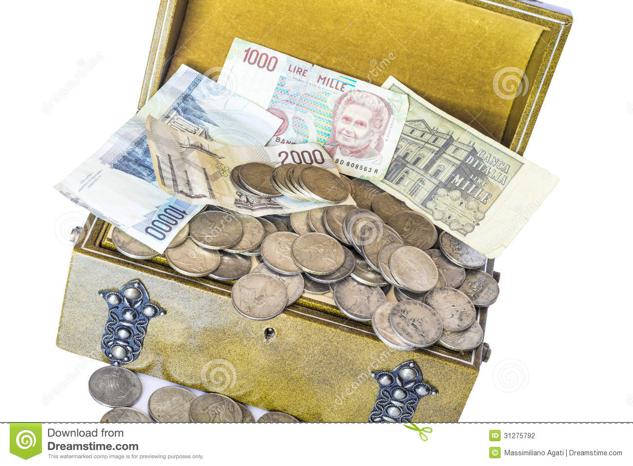 Treasure Of Old Silver Coins And Italian Paper Money Out Of Course