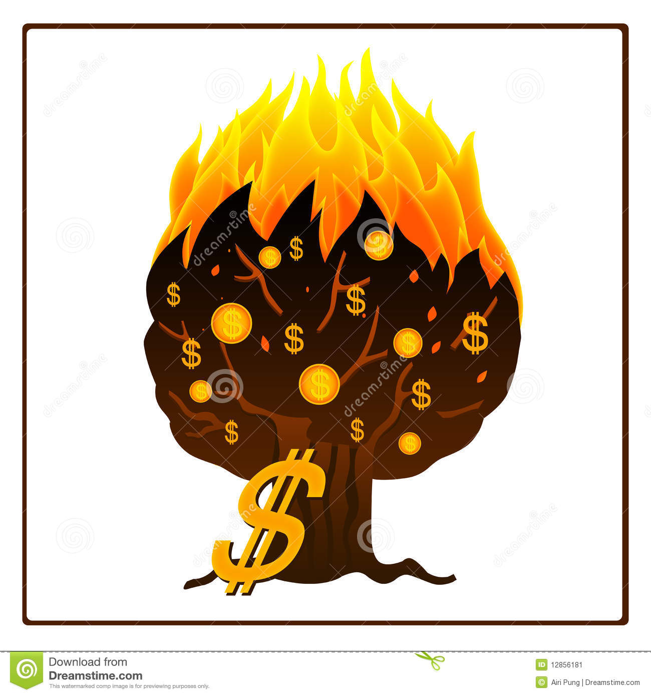 Tree On Fire Artistic Vector Icon On The White Background