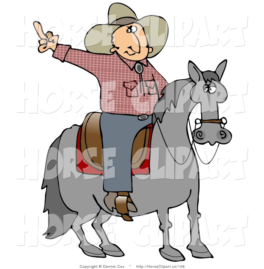 Upset Off Cowboy Sitting On A Saddle On A Horse Flipping Off Someone