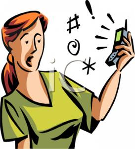 Upset With Someone On The Phone Cursing At Her   Royalty Free Clipart