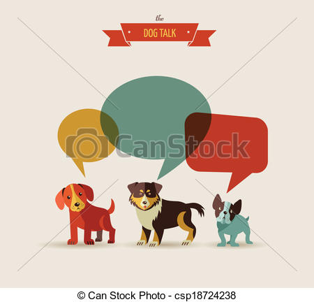 Vectors Of Dogs Speaking   Icons And Illustrations   Dogs With Speech