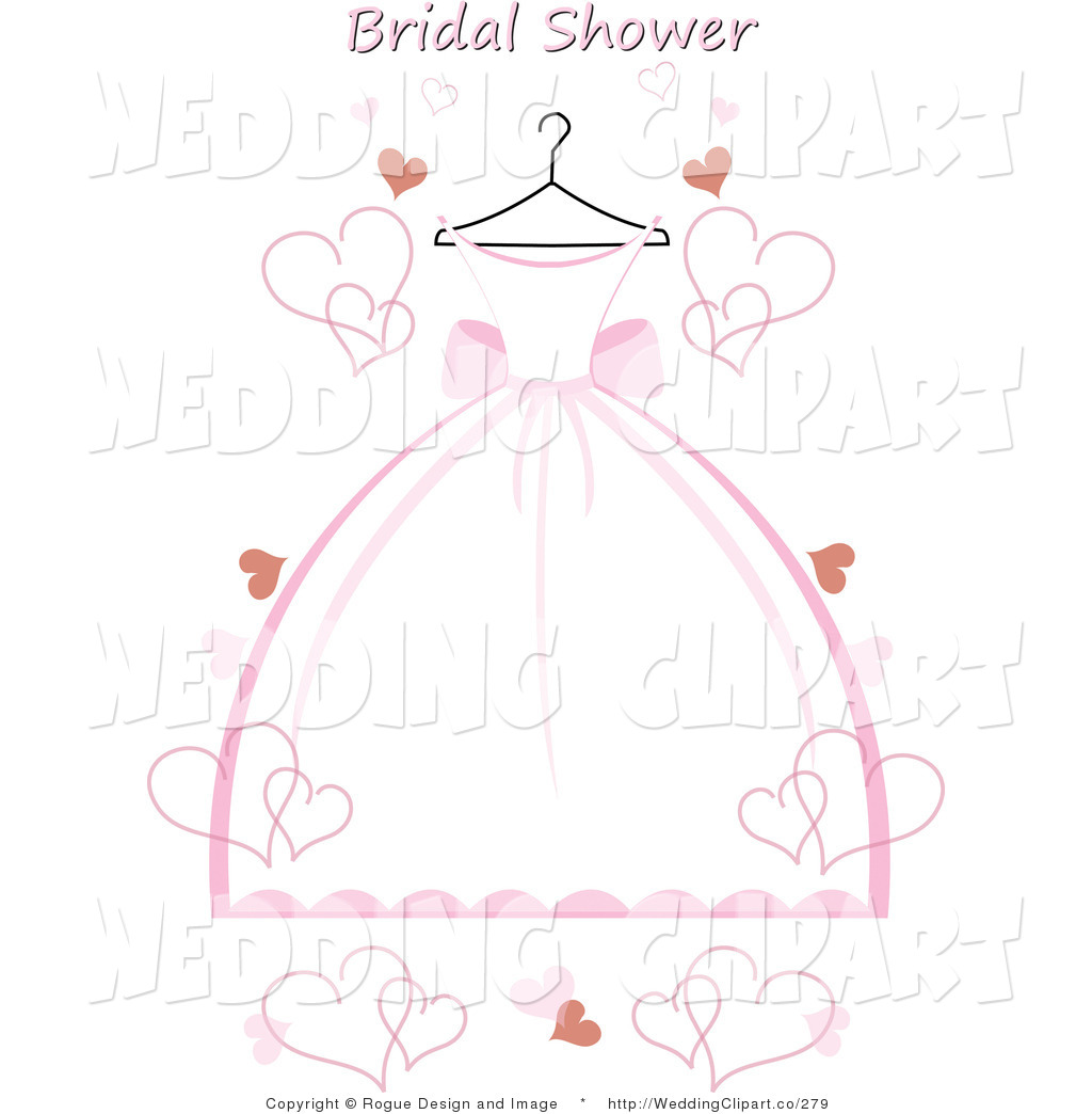 Wedding Pink And White Dress On A Hanger With Hearts And Bridal Shower    
