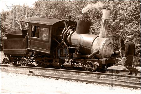 Antique Steam Train And Railroad Worker Picture