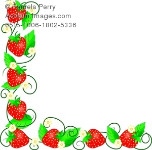 Art Image Of A Strawberry Vine Page Border   Acclaim Stock Photography