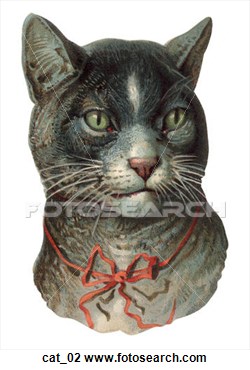 Art Of Victorian Die Cut Illustration Of A Cat Cat 02   Search Clipart