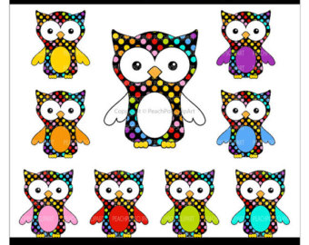Buy 2 Get 1 Free Sale   Clipart Owls   Rootin Tootin Rainbow Polka Dot    