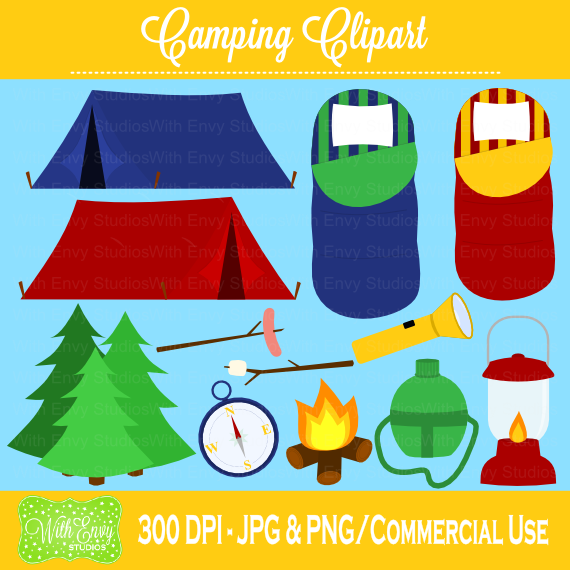 Camping Clipart Set   Instant Download   With Envy Studios