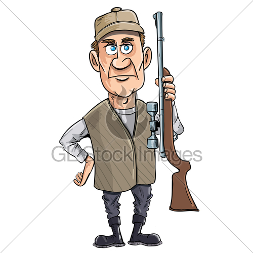 Cartoon Hunter Holding His Gun   Gl Stock Images