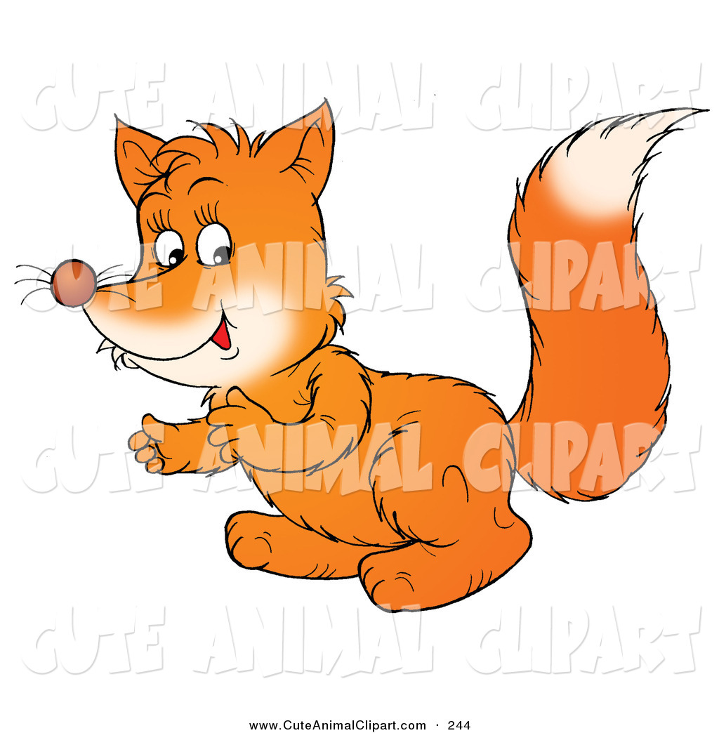 Clip Art Of A Cute Orange Fox Kit Sitting Up On Its Hind Legs