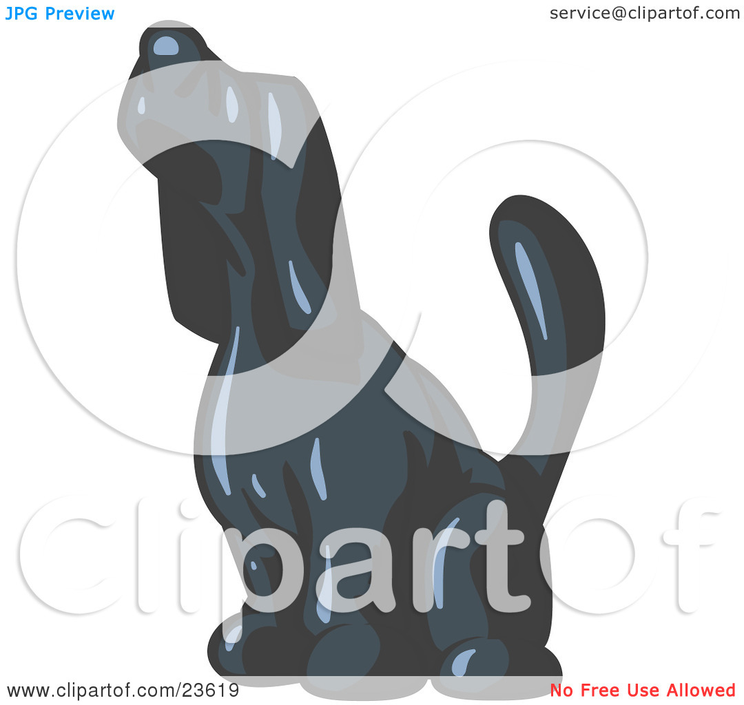 Clipart Illustration Of A Navy Blue Tick Hound Dog Howling Or Sniffing