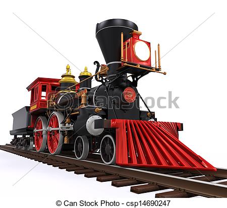 Drawing Of Old Locomotive Train Isolated On White Background 3d Render