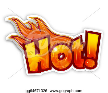 Drawings   Cartoon Hot With Flames Isolated On White Background  Stock