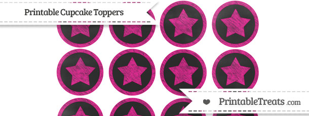 Free Magenta Chalk Style Star Cupcake Toppers To Print