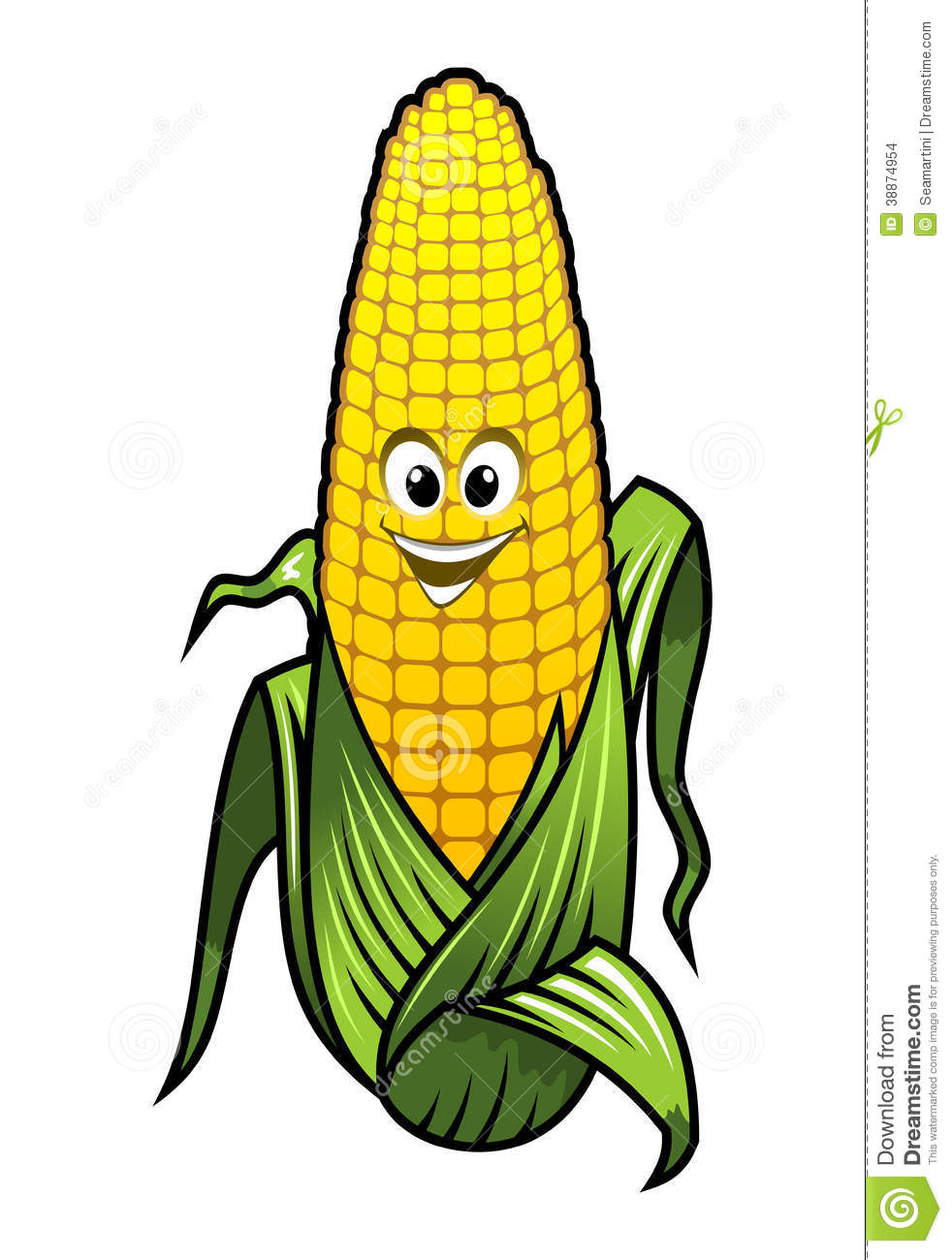 Healthy Fresh Yellow Corn Vegetable On The Cob With A Big Happy Smile
