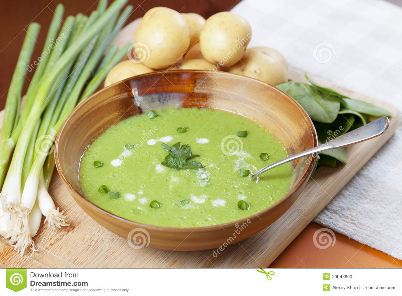 Homemade Soup Surrounded By Fresh Ingredients