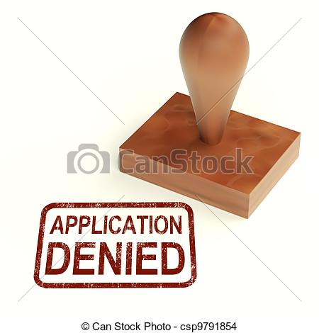 Illustration   Application Denied Stamp Shows Loan Or Visa Rejected
