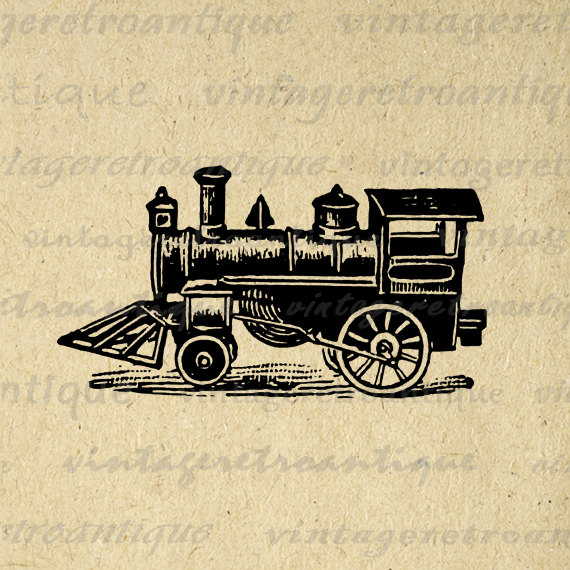 Locomotive Train Printable Graphic Download Antique Illustration