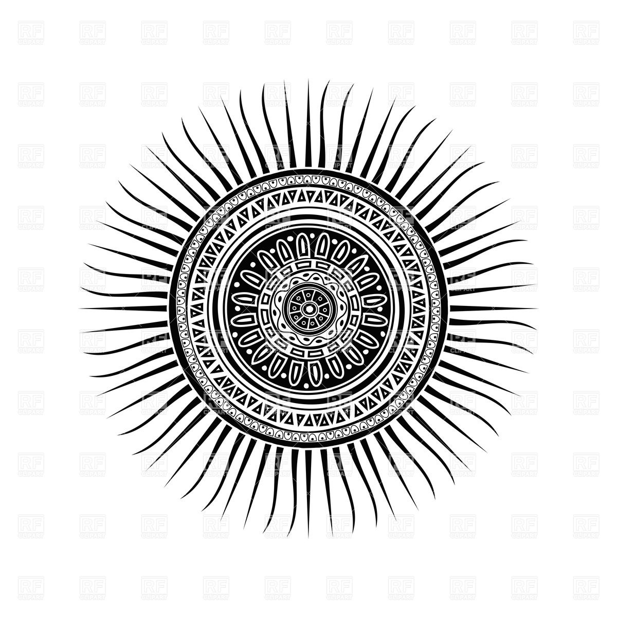 Mayan Sun Symbol Round Tattoo Ornament 28184 Download Royalty Free    