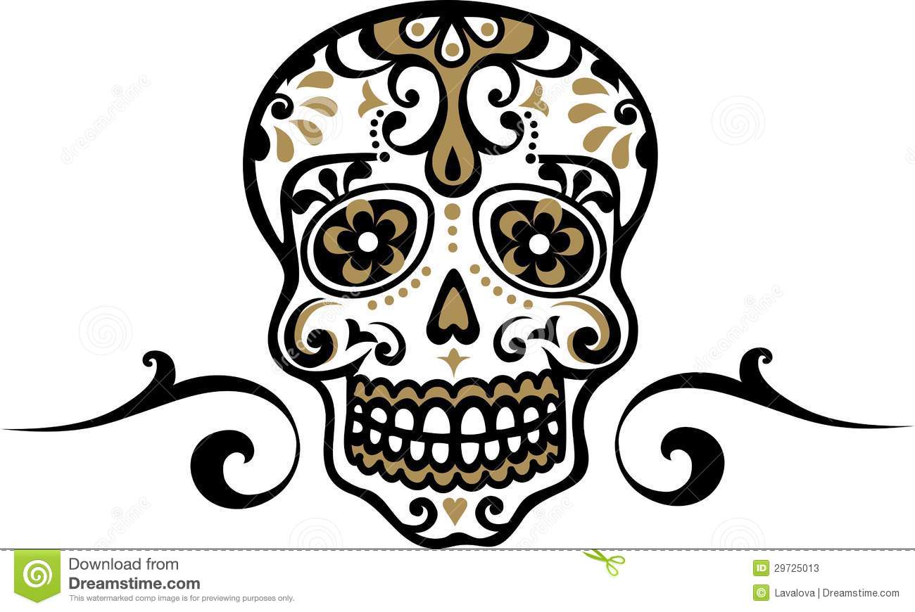 Mexican Skull   El Dia De Los Muertos   Day Of The Dead   Vector Image