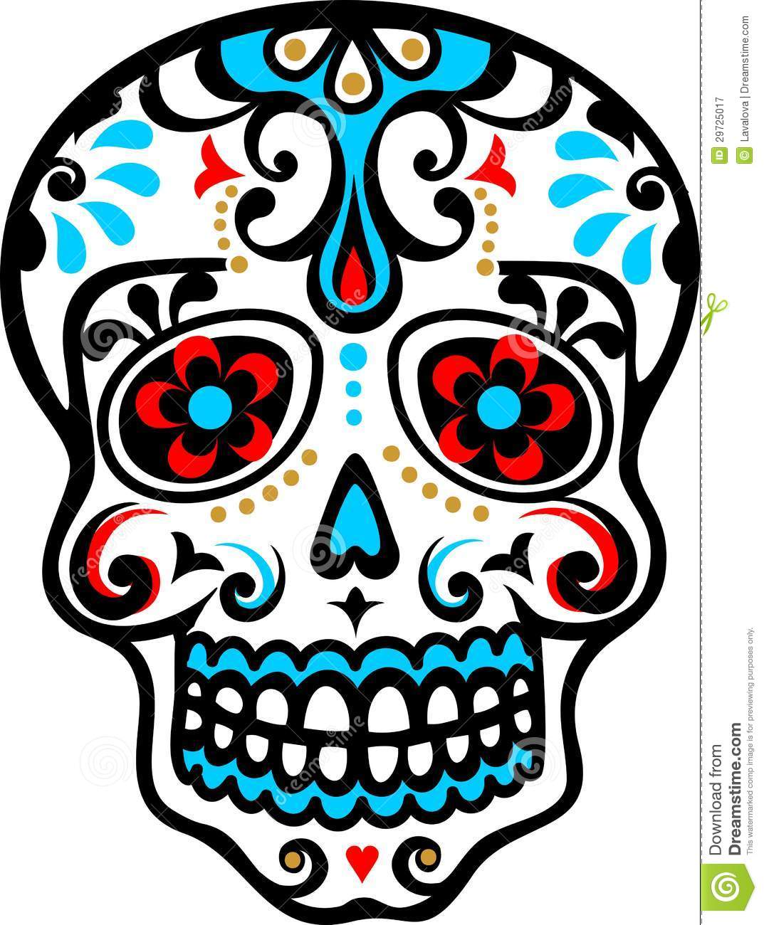 Mexican Skull   El Dia De Los Muertos   Day Of The Dead   Vector Image