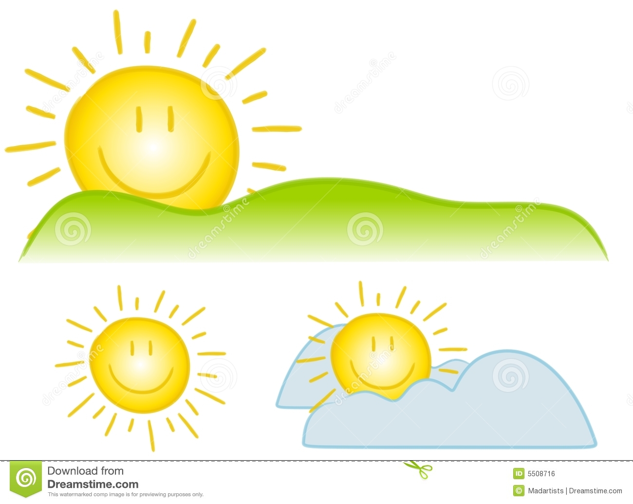    Of Smiley Face Sun Clip Art With Simple Lines And Bright Colours