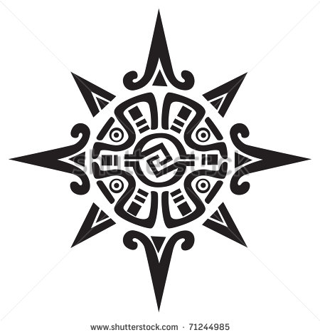 On Mayan Or Incan Symbol Of A Sun Or Star Isolated On White Great For