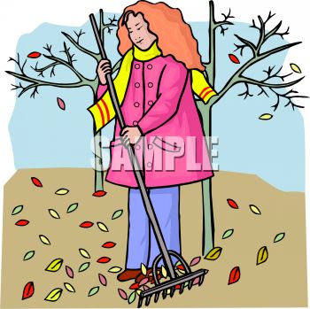 Or Woman Raking Leaves In The Fall Or Autumn Season Clipart Image Jpg