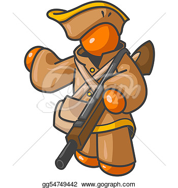 Orange Man Colonial Hunter  Clipart Illustrations Gg54749442