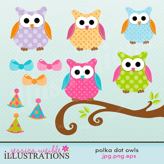 Owl Felt Printable Polka Dots Clip Art Cute Owl Cards Felt Owl    