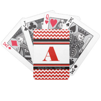 Red Chevron Personalized Playing Cards
