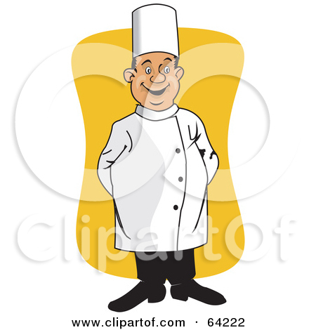 Rf  Clipart Illustration Of A Happy Male Chef Standing With His Hands